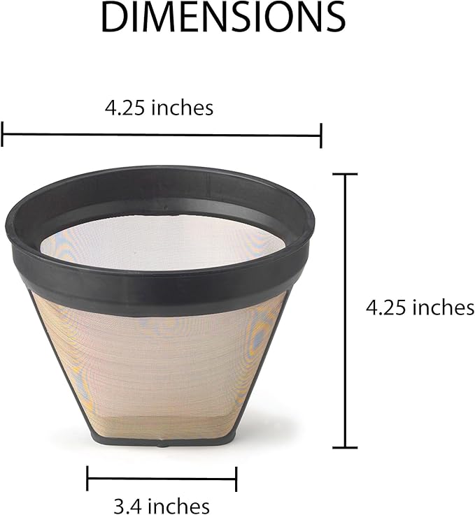 Fino Gold Mesh Permanent Coffee Filter, Number 2-Size Filter, Brews 2 to 6-Cups