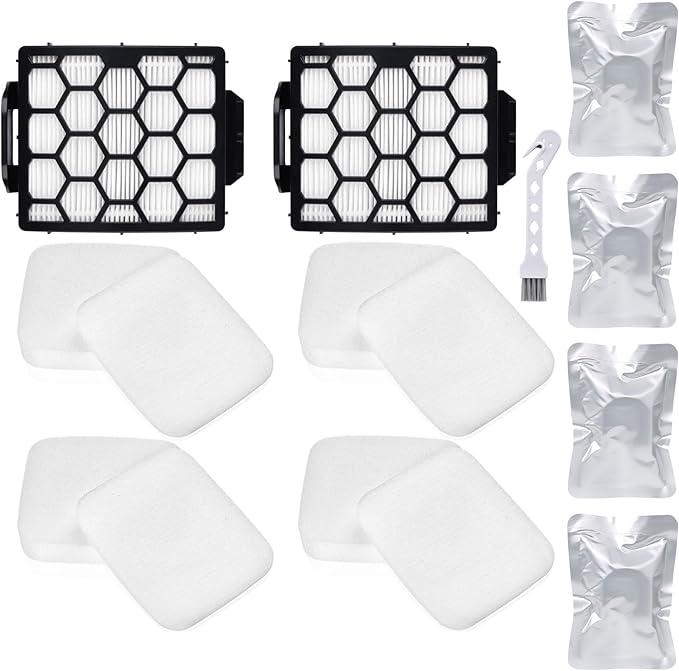Filter Replacement for Shark UV900 UV950 Pet Performance Lift-Away DuoClean PowerFins Upright Vacuum, 2 HEPA +4 Foam Felt Filters+4 Odor Neutralizer Cartridges, Part #XFFK602UKT, XHF320