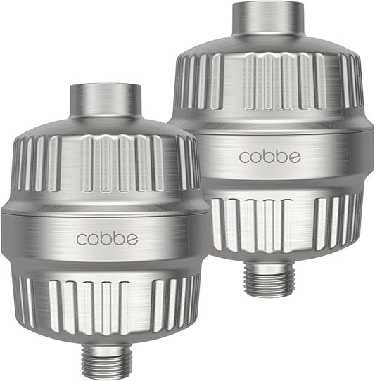 Cobbe HD HEAVY DUTY High Output Shower Filter 2 Pack – 99% REMOVAL Shower Head Filter for Hard Water, Heavy Metals, Chlorine and Harmful Substance, Improve your skin and hair, Brushed Nickel