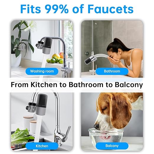 Vortopt Advanced Water Purifier for Sink,360° Rotary 400 Gallons Faucet Water Filter for Kitchen Sink,NSF Certified Reduces Chlorine & Bad Taste with 1 Replacement,T6-CTO-Black.