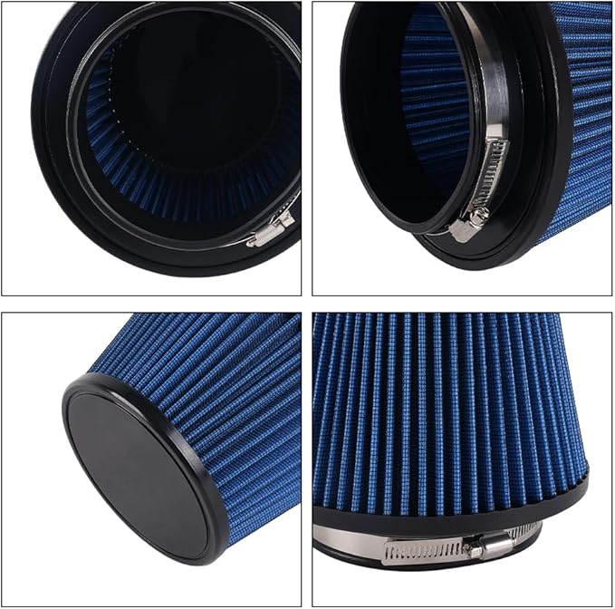 4.5"/115mm Cold Air Intake Filter, High Performance, Washable Filter, Clamp-On Replacement Air Filter Mushroom Head Blue