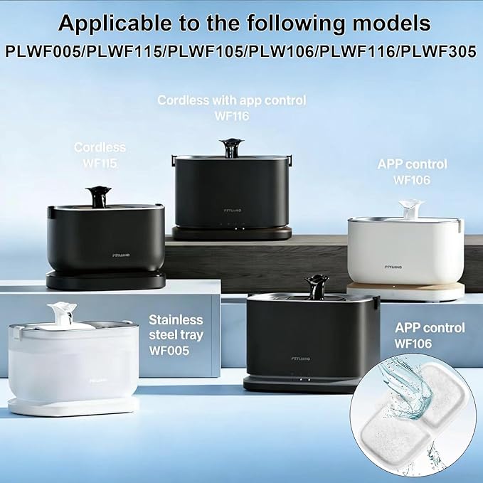 20 Packs Cat Water Fountain Filter Replacement Compatible with Petlibro Dockstream Cat Water Fountain PLWF005/PLWF115/PLWF105/PLW106/PLWF116/PLWF305,Replacement Filter with Pre-Filter Sponge