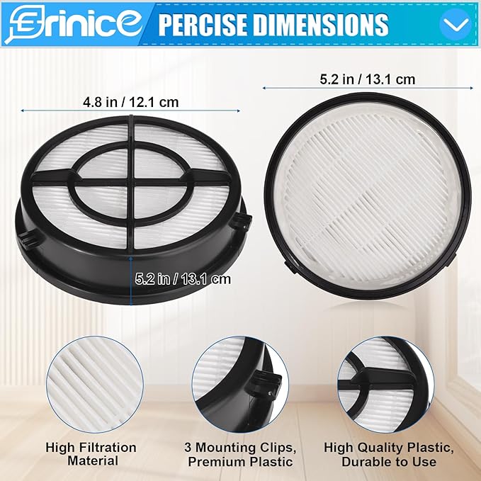 27909 Filter Replacement for Bissell Pet Hair Eraser Turbo Plus/Rewind/Pro Vacuum 2281 2461 2790 series, for Bissell MultiClean Allergen Pet Slim Vacuum 3126, Replace to part # 1606751&1603437