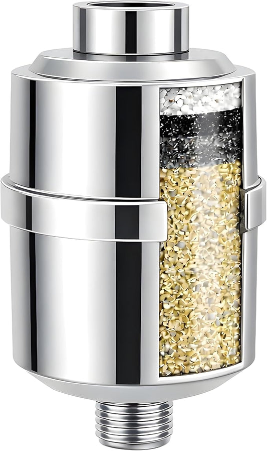 Crystal Quest Shower Filter, Shower Head Filter for Hard Water, Shower Water Filter Removes Chlorine, Chloramines & VOCs, Filter Shower Head, Improves Skin & Hair, Long-Lasting - ISO Certified, Chrome