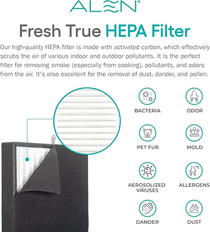 Alen Classic Replacement Air Filter for BreatheSmart Classic — True HEPA Filter to Remove Dust, Pollen and Small Particles — Air Cleaner for Allergy and Asthma Suffers — 1 Filter