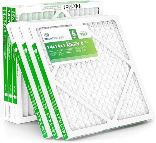 TRIGHTFILTERS 14x14x1 Air Filter 6 Pack, Durable MERV 8 Pleated Home HVAC AC Furnace Filters, Lightweight Compact Air Conditioner Filter Replacement