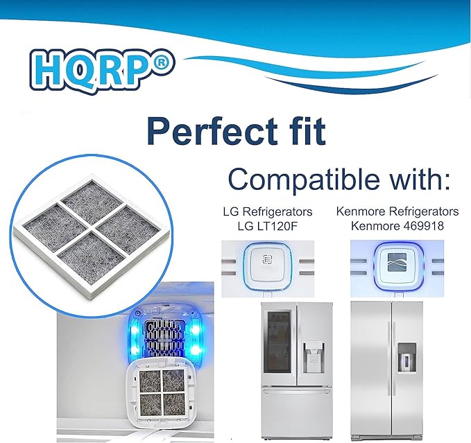 HQRP 4-Pack Air Filter compatible with LG LFX28968SB LFX28968SW LFXC24726D LFXC24796D LFXS29626B LFXS29766S LFXS30786S LFXS30796D LFXS32726S LFXS32736D Refrigerator