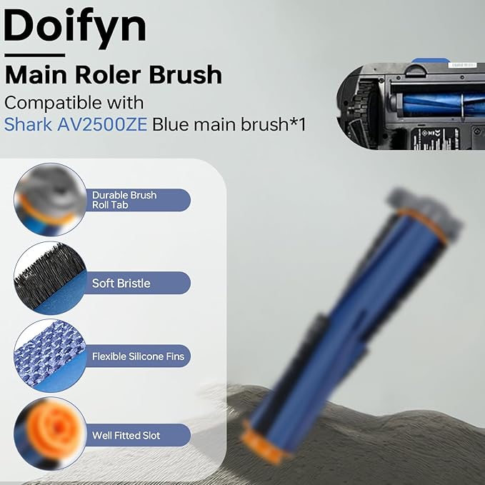 Replacement Parts Compatible with Shark AI AV2501S AV2511AE AV2501AE RV2502AE RV2610WA AV2510AOUS RV2520AOUS Robot Vacuum Cleaner, 2Main Brush, 4 motor pre-filters, 4Foam Filters, 8Side Brushes