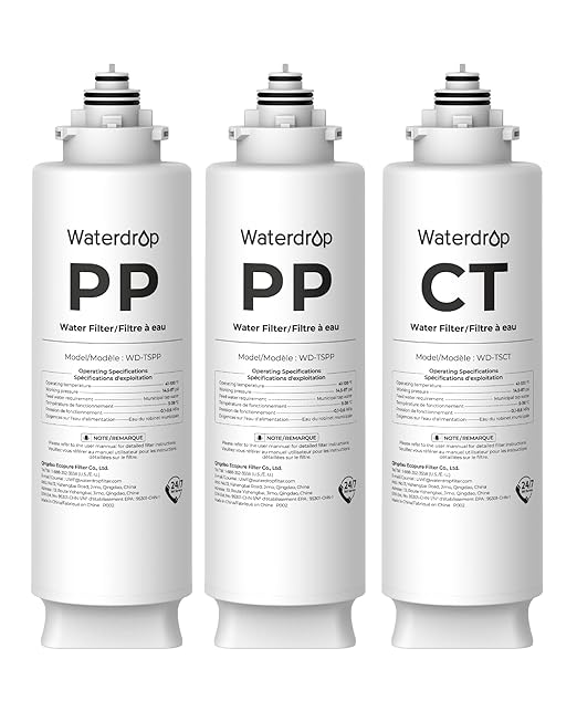 Waterdrop 2TSPP TSCT Undersink Replacement Water Filter, Replacement for Waterdrop TSU & TSU-WB 3-Stage Under Sink Water Filter System
