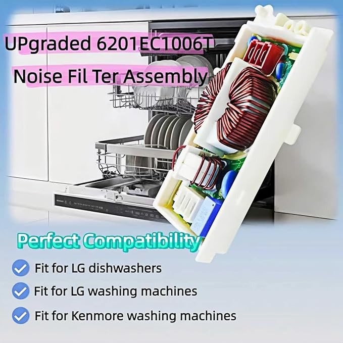 Upgraded 6201EC1006T Noise Filter Assembly Fits for Washer & Dishwasher | Reduce Electromagnetic Noise | Easy Install | LZXQYMX