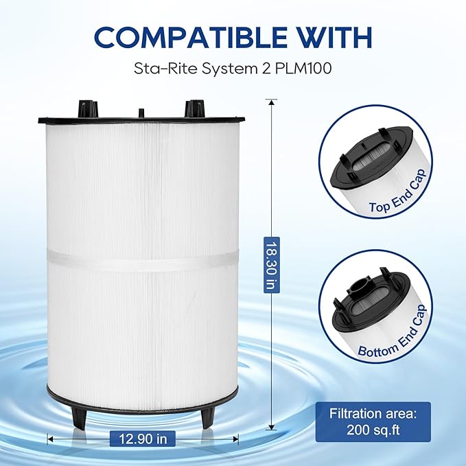 Miory 27002-0150S Pool Fliter Cartridges, Replacement for sta-rite 27002-0150S Pool and Spa D.E. Filter, Compatible with sta-rite PLM150 and System 2 Modular Media, with Air Bleed Assembly, 150 sq.ft