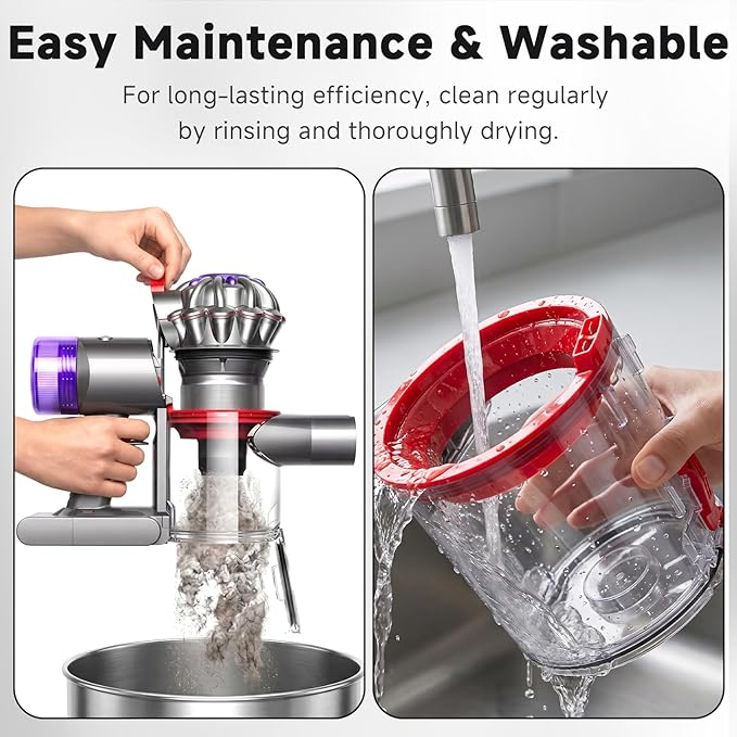 Lemige Upgraded V7 V8 Dust Bin Canister Replacement Parts for Dyson V7 V8 SV10 SV11 SV25 Cordless Vacuum Cleaner, For Dyson Vacuum Attachments No. 967699-01, Prevents Leakage and Restore Suction
