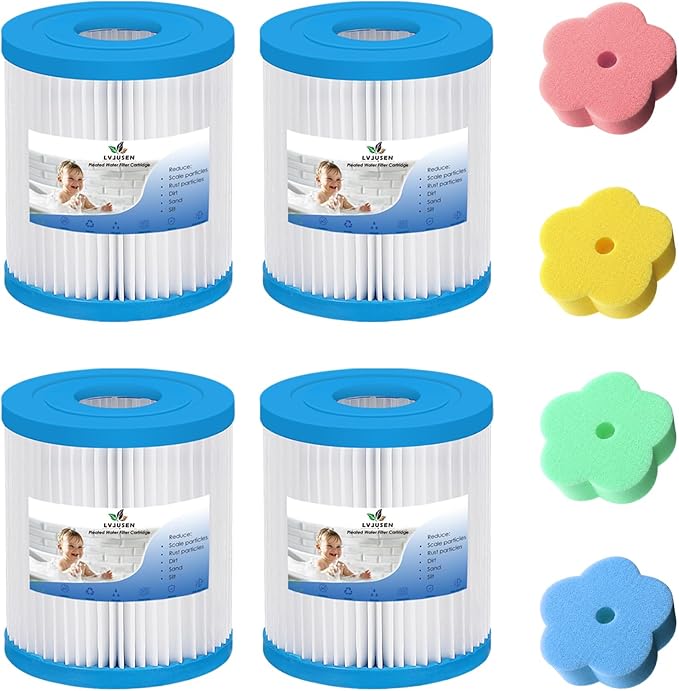 Type I Pool Filter Replacement- for Bestway 58511E/ Summer Waves Funsicle RX330 SFX330 330 Gal/H Pump, Size 1 Replaces 58093, P57100402-4 Pack