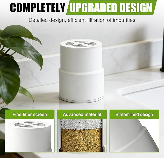 3-Pack Replacement Filter for JOLIE Shower Head, Compatible with JOLIE Shower Filter Cartridge, Reduces Chlorine, Heavy Metals & Impurities, Softens Skin & Hair