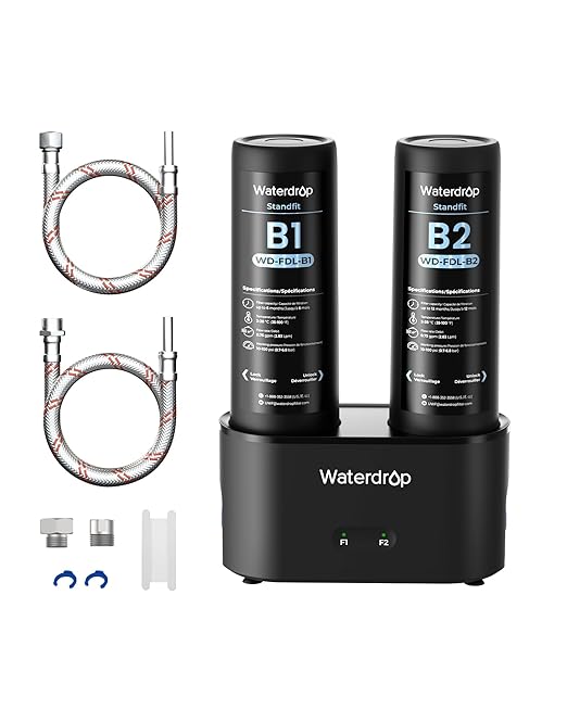 Waterdrop DLA Under Sink Water Filter, No Drill Required, Reduces Chlorine, PFAS, Bad Taste/Odor, Under Sink Water Filtration System, Filter Life Indicator, 2 Stage, Easy Installation