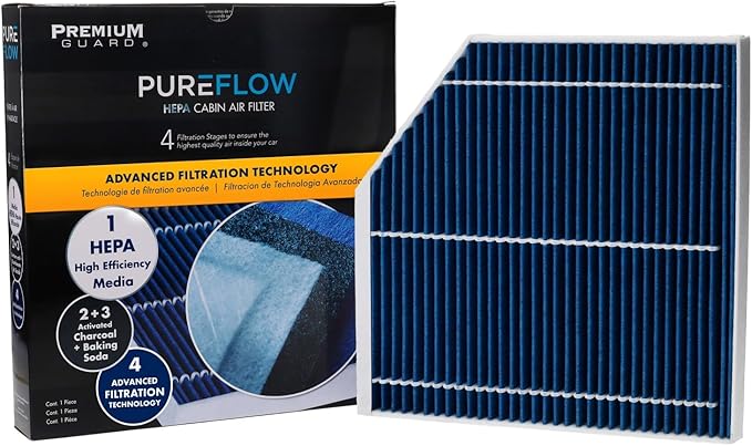 PureFlow HEPA Cabin Air Filter PC4439HX | Fits 2012-2018 Audi A6 Quattro, A7 Quattro, 2012-2022 A6, 2012-2018 A8 Quattro, 2013-2018 S6, S7, 2014-2018 RS7, 2013-2018 S8