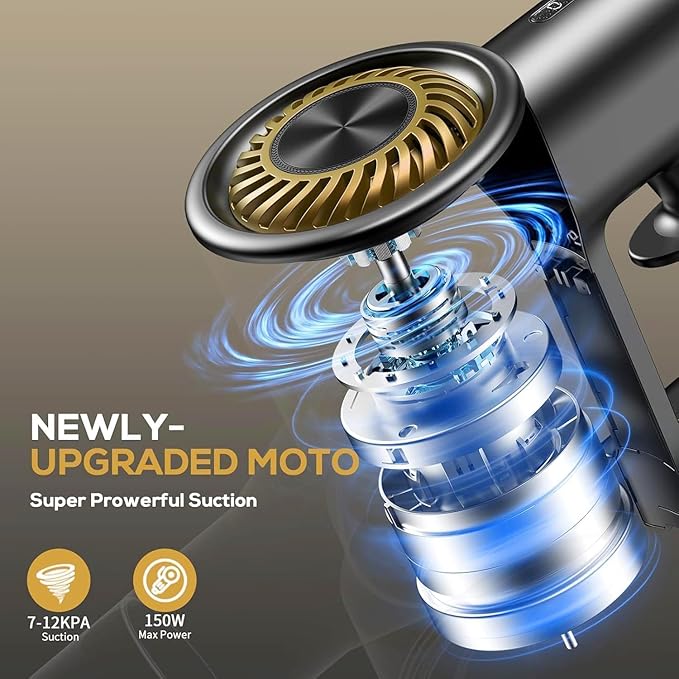 MBTTODF Cordless Vacuum Cleaner for Home & Pet Hair – Lightweight Stick Vacuum with 40-Min Runtime, Anti-Tangle Brush & LED Headlight, for Hardwood, Carpet & Tile(Golden)
