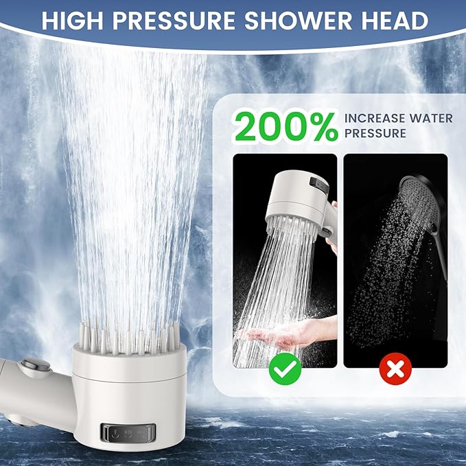 Filtered Shower Head with Handheld, High Pressure 5-Spray Shower Head with Filters for Hard Water, ON/OFF Switch Showerhead for Pets Bath, Shower Heads with Stainless Steel Hose Remove Chlorine
