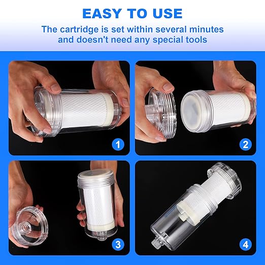 2 Micron High Flow Washing Machine Water Filter, Visible Washer Water Filter System, 99.5% Removal of Chlorine Fluoride, Heavy Metals, Scale, Clothes Yellowing, Reduces Dry Skin, Carbon Shower Filter
