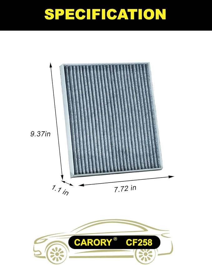 CARORY Cabin Air Filter w/Activated Carbon for Hyundai Elantra (2017–2020), Accent (2018–2022), Elantra GT (2018–2020), Kia Forte (2019–2024), Rio (2018–2023), Forte5 (2020–2024), OE# 97133-F2000