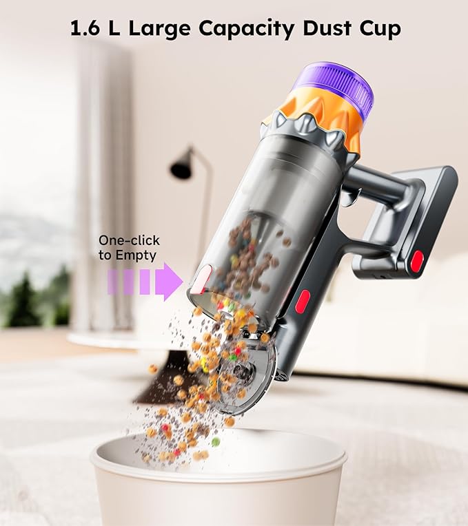 RENDOW Cordless Vacuum Cleaner, 500W 50KPA 60Mins Vacuum Cleaners for Home, Self-Standing Stick Vacuums with LED Display, Lightweight Anti-Tangle Wireless Vacuum for Pet Hair Hard Floors Carpet