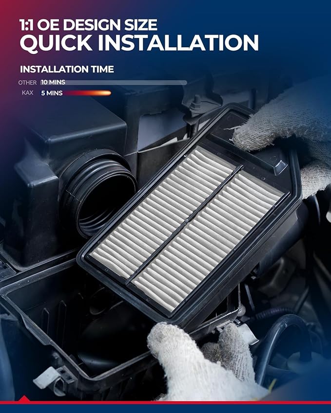 KAX Engine Air Filter, CA11477 Replacement for Honda Accord 2013-2017; Acura TLX 2015-2020, Advanced Air Filter Media, Increased Acceleration