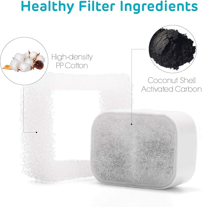 iPettie Replacement Filters for Tritone and Fiumi Ceramic Fountain | 4 Carbon Filters and 1 Foam Filter