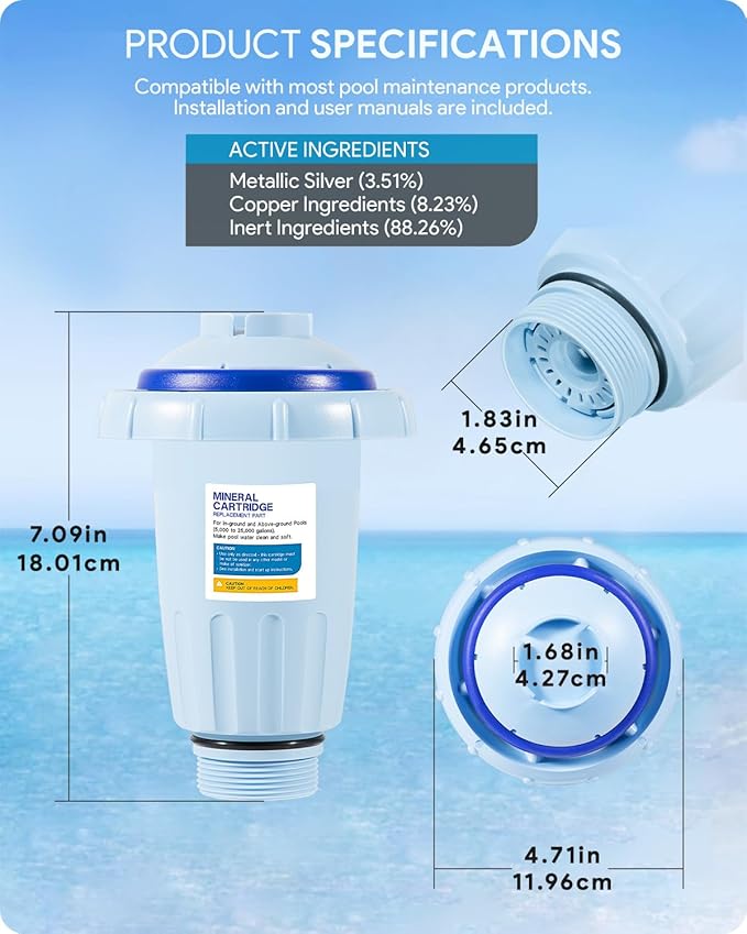 2 Pack W28175 Replacement for Nature2 Express Mineral Cartridge for Pool System, for In-Ground & Above-Ground Pools up to 30,000 Gallons, W20171, W20080, W26775