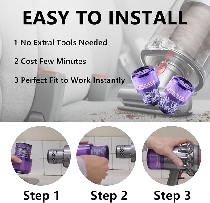 Improvedhand Filter Replacements for V11 Animal, V11 Torque Drive Detect Cordless Vacuum, Replace Part # 970013-02 (4 Pack)