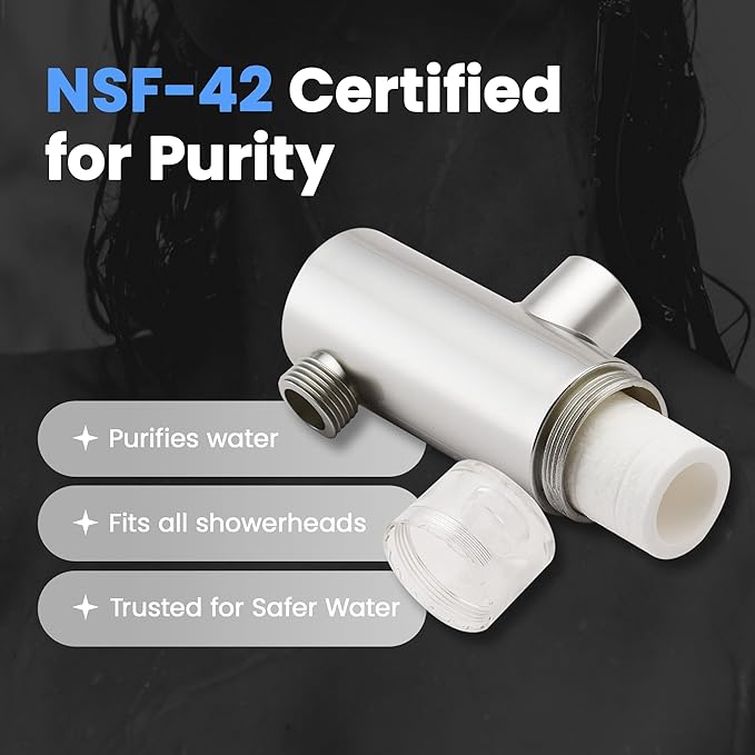 NSF 42 Certified Shower Filter for Hard Water - K-Beauty Ritual Starter Water Purifier with 500-Layer Sediment Filter&Transparent Cap - High Output Chlorine Remover for Hair & Sensitive Skin