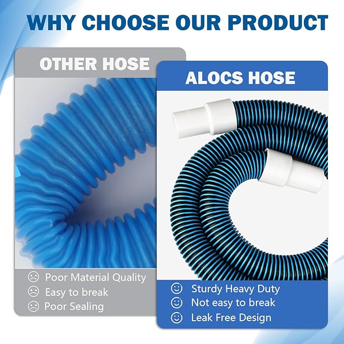 1 1/2" Swimming Pool Filter Hose Replacement Kit, 1.5" Above Ground Pool Filter Hose Suitable for Filter,Pump,Vacuum and Skimmer(6 Feet,2 Pack)