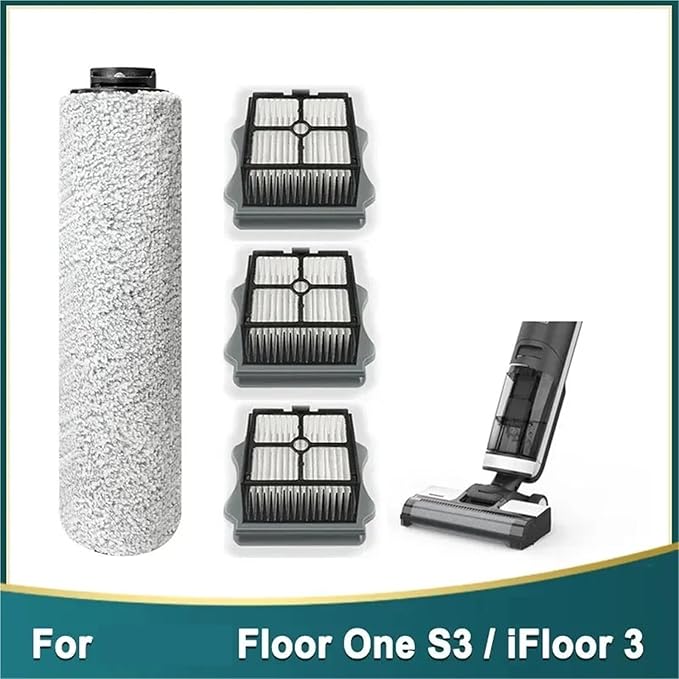 Filter And Roller Brush,Compatible For Tineco Floor One S3 / IFloor 3,Cordless Wet Dry Vacuum Cleaner Spare Replace Parts(Set 4)