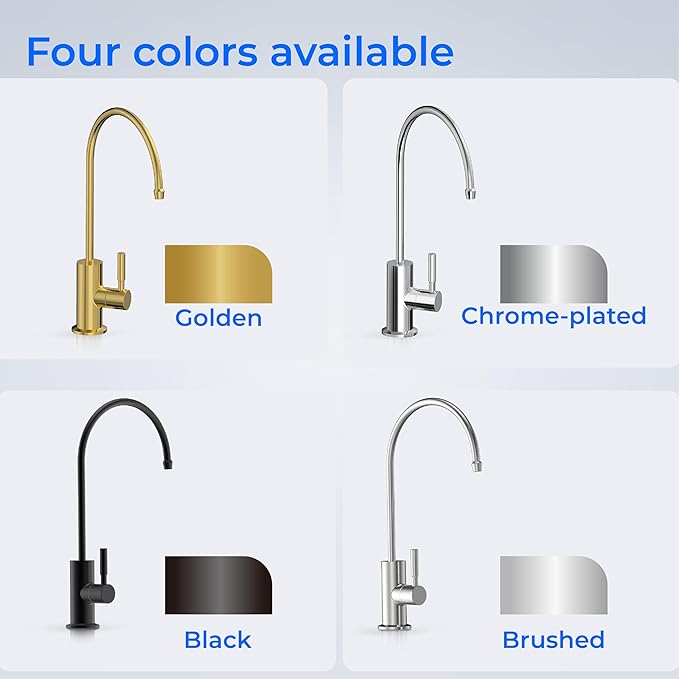 Waterdrop G2FCT-BN Drinking Water Faucet, Reverse Osmosis Faucet, Water Filter Faucet for Kitchen Bar Sink, Single Handle, Easy to Install, Lead-Free, Stainless Steel, Brushed