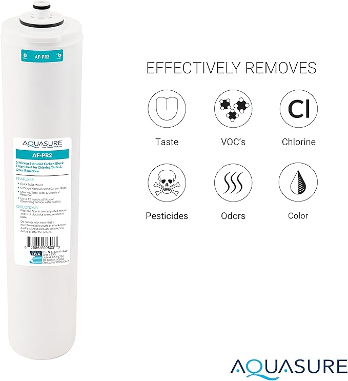 Aquasure ‎‎Premier Series Stage 1, 2, 4 Sediment, Carbon Block & Alkaline Remineralizing Replacement Filter Cartridge AF-PRE-ALK, for AS-PR75/100 4-Stage Reverse Osmosis RO Water Filtration System