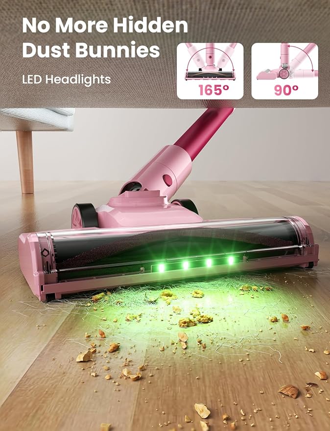 Dzaki Cordless Stick Vacuum Cleaner, 50KPa Brushless Motor Vacuum with Anti-Tangle, LED Display, 55-Min Runtime & Detachable Battery for Pet Hair, Carpet & Hardwood Floors