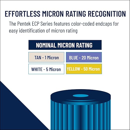 Pentair Pentek ECP20-BB Big Blue Sediment Water Filter, 10-Inch, Whole House Heavy Duty Pleated Cellulose Polyester Replacement Cartridge, 10" x 4.5", Blue End Cap, 20 Micron