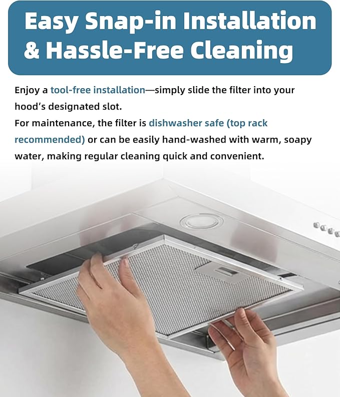 2-Pack Universal Range Hood Grease Filter, 12-5/9" x 10-1/5" (12.56”x10.2”) Aluminum Mesh Filter – 5-Layer Design for Most Standard Kitchen Vent Hoods, Easy to Clean & Dishwasher Safe