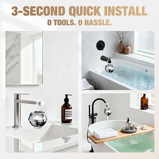 Upgraded Bathtub Water Filter for Tub with Overflow, High Content KDF-55, 8-Stage Bath Filter, Improves Water Feel, Hard Water Support, 2500 Gallons, BPA Free (Chrome)