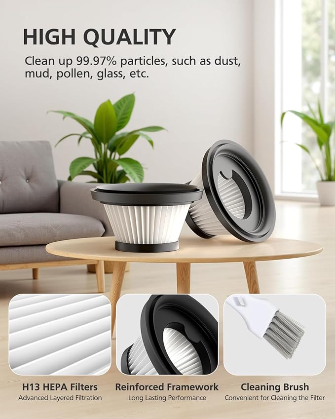 6 Pack Vacuum Filter Replacement Compatible with Compact Cordless Vacuum Cleaner as Seen on TV, Washable and Reusable Vac Replacement Parts