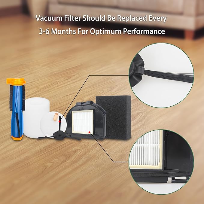 Replacement Parts for Shark UR2360S UR2360EEUS RV2302AE AV2310AE RV2310AE RV2320S RV2300S Ultra Robot Vacuum,1 Roller Brush,2 Sets Foam Filters,2 Hepa Filters,6 Side Brush (13 Pack)