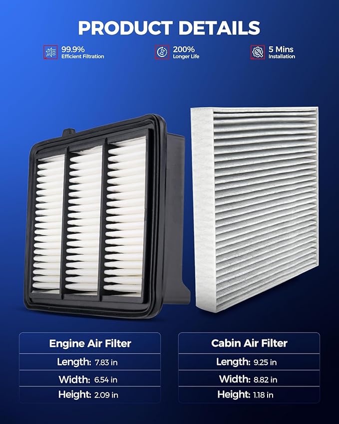 KAX Engine & Cabin Air Filter Kit, Replacement for Honda Accord L4 1.5L 2018 2019 2020 2021 2022 (Not For 2.0 Hybrid), Replace# CA12290 CF10134