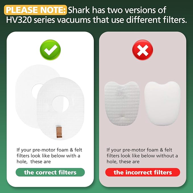 4 Pack Filter Replacement for Shark Rocket Vacuum HV300 HV301 HV300W HV302 HV305 HV310 UV450 Foam & Felt Filter Kit