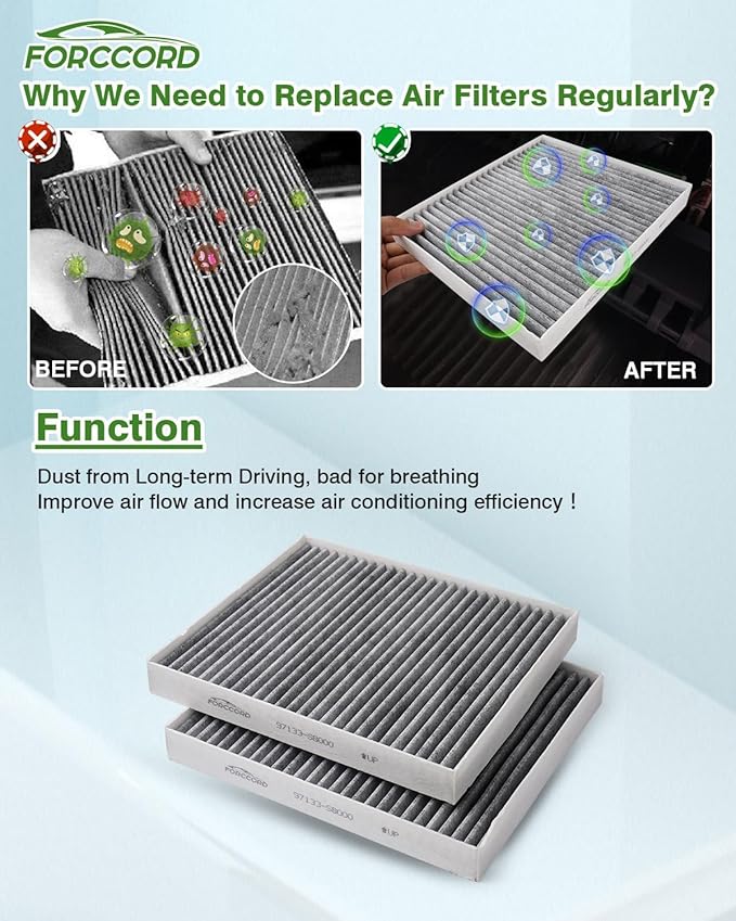 2-Pack HEPA Cabin Air Filter Fits for 2025-22 INFINITI QX55, 2025-19 QX50, 2026-21 Nissan Rogue Activated Carbon Cabin Filter Replacement 272775NA1A Car Accessories