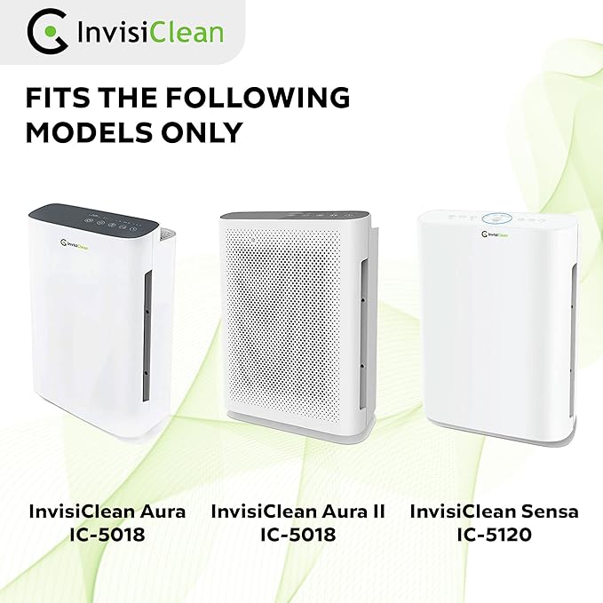 InvisiClean True HEPA/Activated Carbon Replacement Filter - Genuine Filter for InvisiClean Aura IC-5018 and Sensa IC-5120 Air Purifiers