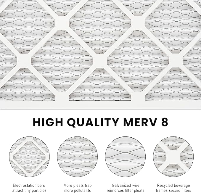 14x14x1 Air Filter MERV 8 (4-Pack), HVAC/Furnace AC Filter Replacement, Dust Defense–Comparable with MPR 600 & FPR 5 (Actual 13.75x13.75x0.75)