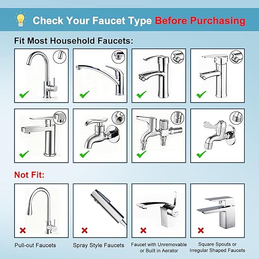 Vortopt Faucet Water Filter,360° Rotary Kitchen Faucet Filter with Carbon Block Filter,350 Gallon NSF Certified Agua Purifier,Can Reduce 99% Chlorine,Improve Taste,Drinking Water Filter,T10-Silvery.