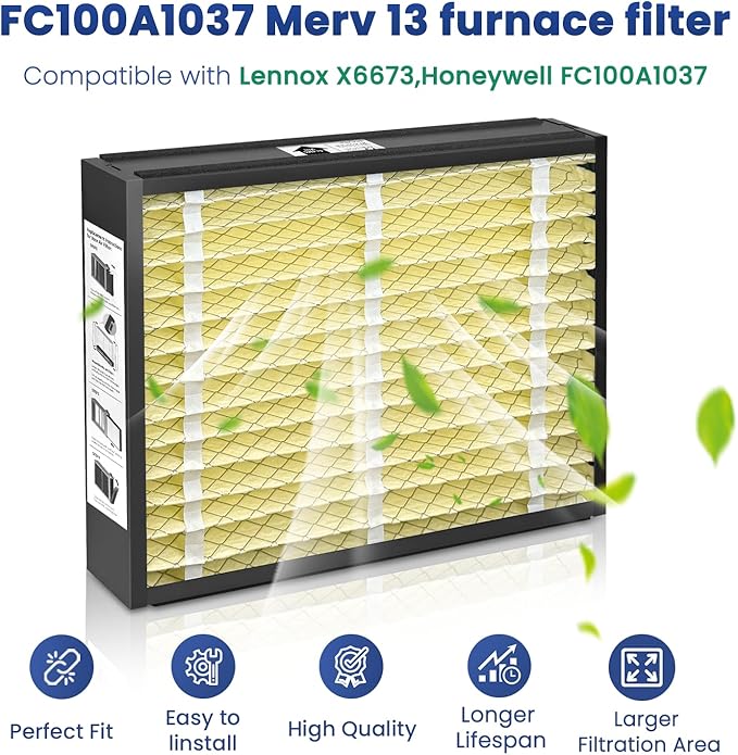1-Pack 20x25x5 Air Filter MERV 13 Superior Pet & Allergy Defense, Pleated HVAC AC Furnace Filters Compatible with Honeywell FC100A1037 and More (Actual Size: 19.88 x 24.75 x 4.38inch)