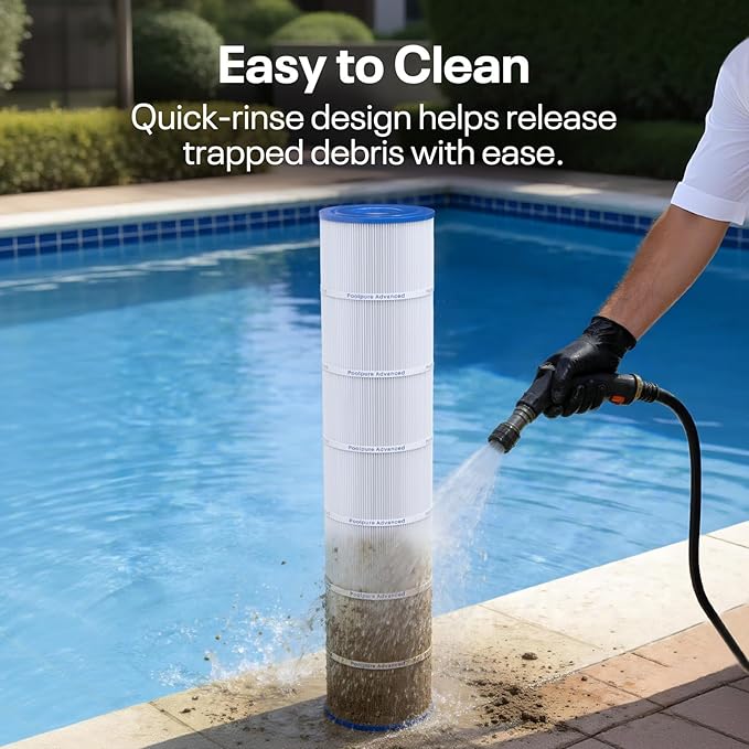 POOLPURE PLF137A Pool Filter Replaces PA137, Unicel C-7490, Filbur FC-1297,FC-6455, Hayward CX1380-RE, C-5500, C5520, SD-00368, APCC7251, 17-175-1339, 137 Sq.ft, Length: 32 3/4", 4PACK