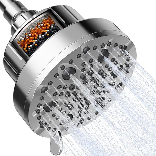 OFFO Filtered Shower Head, 20 Stage Shower Filter Head for Hard Water with Pause Mode, 9 Modes High Pressure Shower Head with Filter for Remove Chlorine and Harmful, Chrome