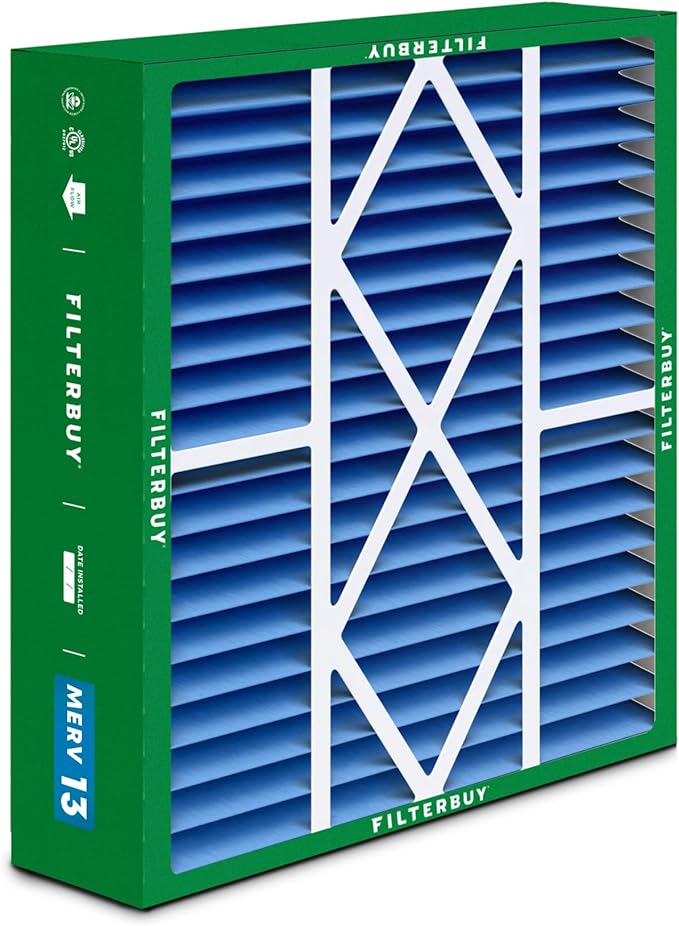 Filterbuy 20x20x5 Air Filter MERV 13 Optimal Smoke & Allergy Defense (3-Pack), Pleated HVAC AC Furnace Filters for Amana, Coleman, Goodman, Maytag, York, and More (Actual Size: 20.25 x 20.75 x 5.25)
